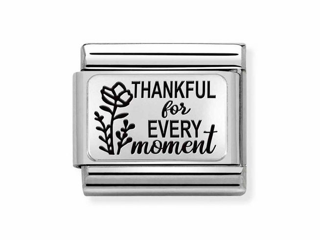 Nomination Classic Silber 330111 32 - Edelstahl - Sterling Silber charm - Thankful for every moment