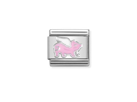 NOMINATION Classic - Emaille - SilverShine 330204 17 - Schwein mit Flgeln