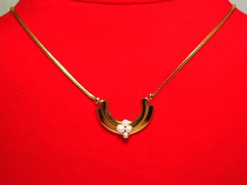Collier Goldkette 585 Mittelteil -4 Zuchtperlen - 45 cm