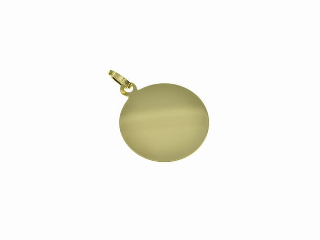 Gold Anhnger - 10,5 mm - Gravurplatte - rund