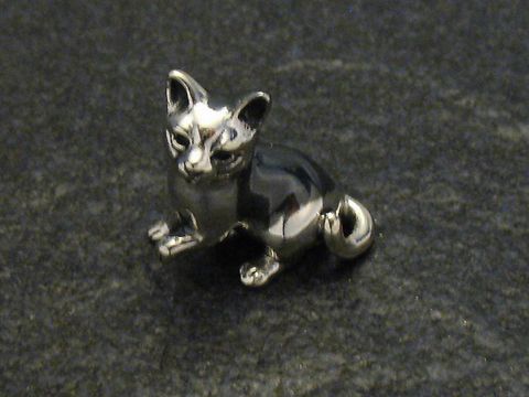 Katze - Silber Tier stehend + plastisch - 20 mm
