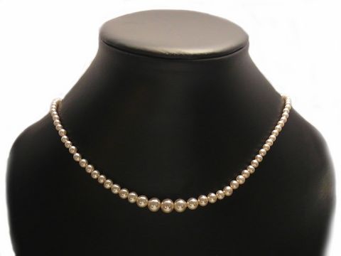 Perlenkette - verlaufend - Silber Verschluss - 43 cm
