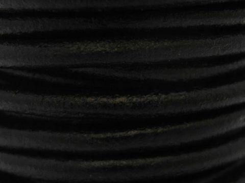 Lederband Schwarz - 50 cm - 3 mm - Edelstahl Bajonett - black