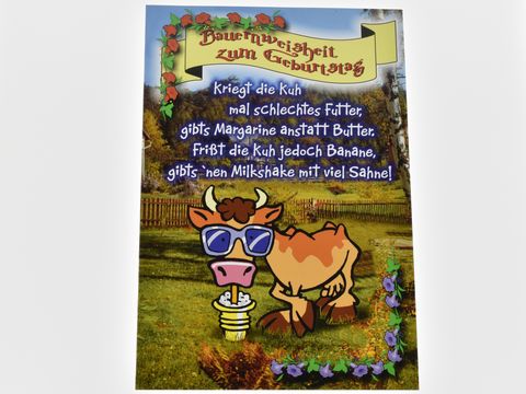 Geburtstagskarte - Kuh mit Milkshake