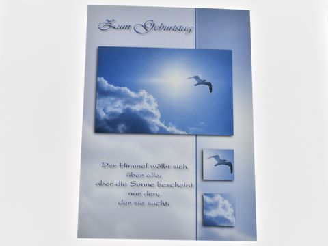 Geburtstagskarte - Mwe, blauer Himmel, Wolken