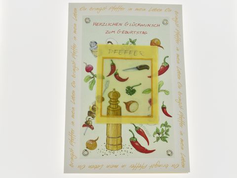 Geburtstagskarte - Karte mit befllbaren Beutel - Gewrzte