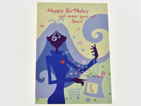 Geburtstagskarte - Shoppinggirl