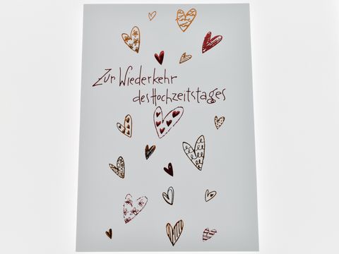 Hochzeitskarte - Weie Karte mit roten Herzchen