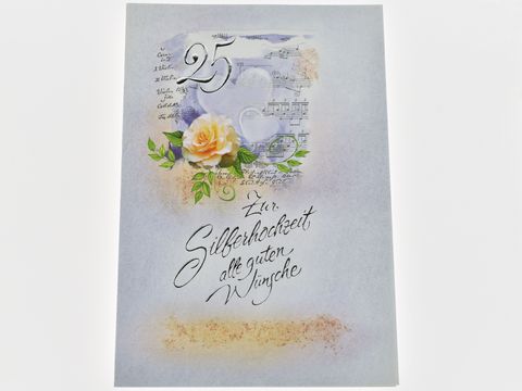 Hochzeitskarte - Notenpapier mit Rose