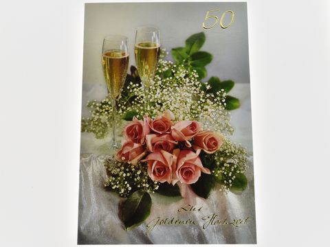 Hochzeitskarte - Sektglser mit Blumenstrau