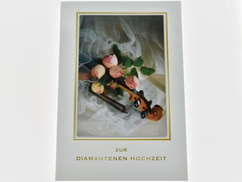 Hochzeitskarte - Rosen, Violine, Notenpapier