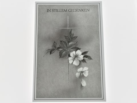 Trauerkarte - Kreuz mit Blume