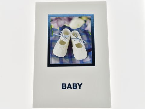 Glckwunschkarte - Babyschuhe mit blauer Schleife
