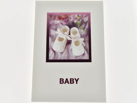 Glckwunschkarte - Babyschuhe mit rosa Schleife
