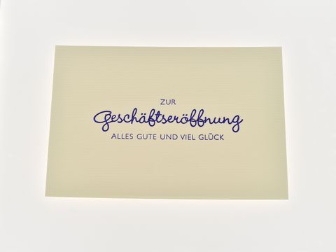 Glckwunschkarte - dezent gestaltet mit blauer Schrift