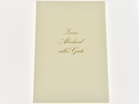 Abschiedskarte - dezent gestaltet mit goldener Schrift