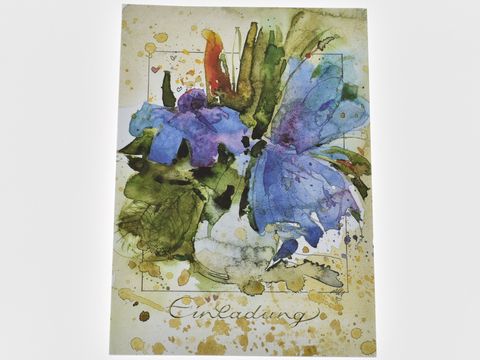 Einladungskarte - Aquarell Blumenstrau - Set mit 5 Karten