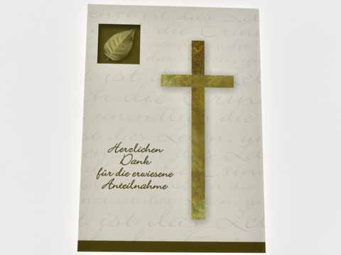 Dankeskarte - Kreuz, Blatt - Set mit 5 Karten