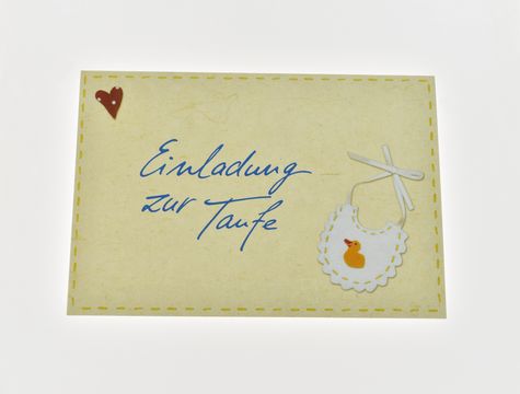 Einladungskarte - Herz, Ltzchen mit Ente - Set mit 5 Karten