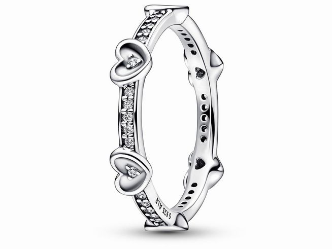 Pandora Ring 192496C01-58 - Strahlender Ring mit funkelnden Herzen - Silber - Zirkonia - Gr. 58 192496058