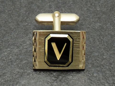 Buchstaben Manschettenknpfe vergoldet -V- Initialen