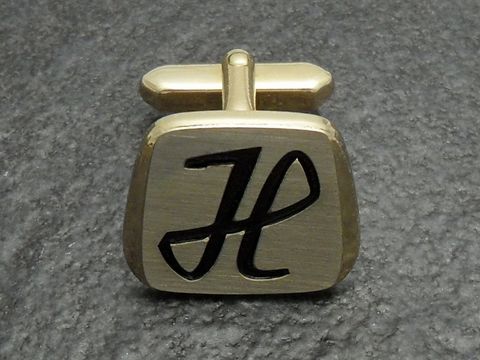 Buchstaben - Initialen Manschettenknpfe vergoldet -H-