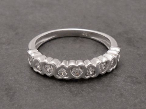 Herzen Ring romantisch - Sterling Silber rhod. Zirkonia - Gr. 50