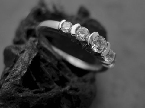 Designer Ring - Gr. 54 - Sterling Silber rhod. - Zirkonia