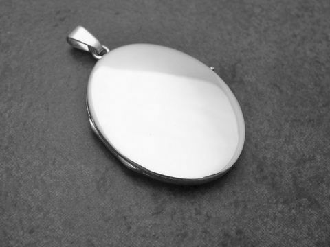 Silber Medaillon - schlichte Eleganz - 35,5 mm - Sterling Silber - poliert - mattiert