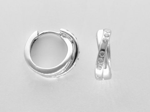 Silber Creolen - 1,4 cm - Sterling Silber - Zirkonia - 4 x 2,7 mm