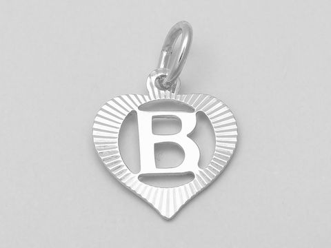 Herz Buchstabe B - Silber Anhnger - 925 Silber rho. - diamantiert