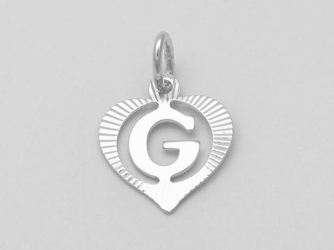 Herz Buchstabe G - Silber Anhnger - 925 Silber rho. - diamantiert