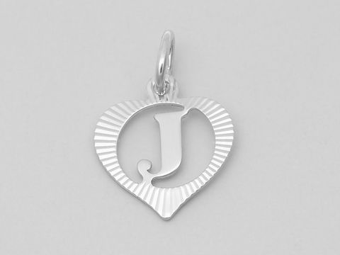 Herz Buchstabe J - Silber Anhnger - 925 Silber rho. - diamantiert