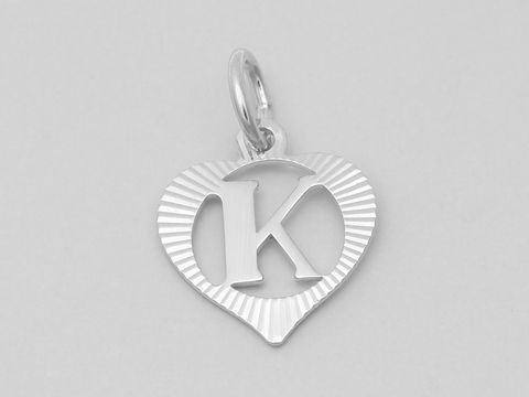 Herz Buchstabe K - Silber Anhnger - 925 Silber rho. - diamantiert