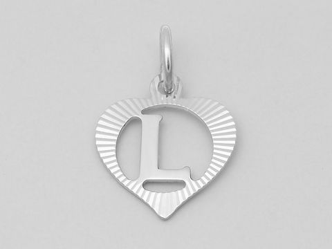 Herz Buchstabe L - Silber Anhnger - 925 Silber rho. - diamantiert