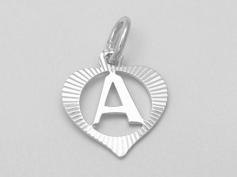 Herz Buchstabe A - Silber Anhnger - 925 Silber - diamantiert