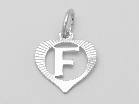 Herz Buchstabe F - Silber Anhnger - 925 Silber - diamantiert