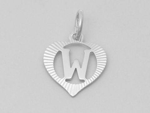Herz Buchstabe W - Silber Anhnger - 925 Silber - diamantiert