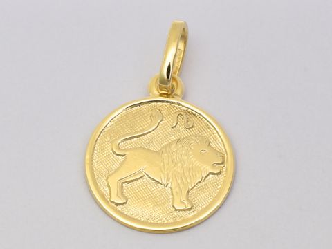 Löwe - Sterling Silber vergoldet Sternzeichen - poliert - 14 mm