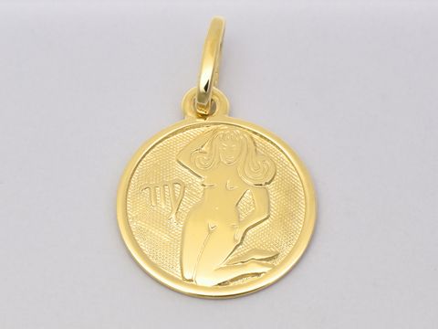 Jungfrau - Sterling Silber vergoldet Sternzeichen - poliert - 14 mm