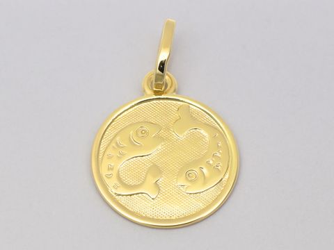 Fisch - Sterling Silber vergoldet Sternzeichen - poliert - 14 mm