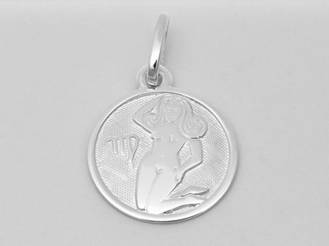 Jungfrau - Sterling Silber rhodiniert Sternzeichen - poliert - 14 mm