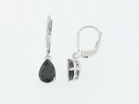 Silber Ohrringe Tropfen - Silber glitzernd - Zirkonia schwarz Hnger