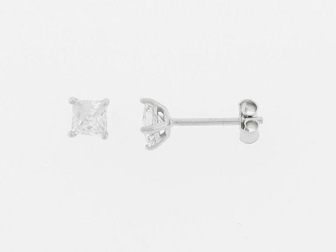 Silber Ohrringe - Quadrat - Silber - 5 mm - Zirkonia - Stecker