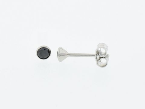 Silber Ohrringe - Kelch - Silber - 3,3 mm - Zirkonia schwarz