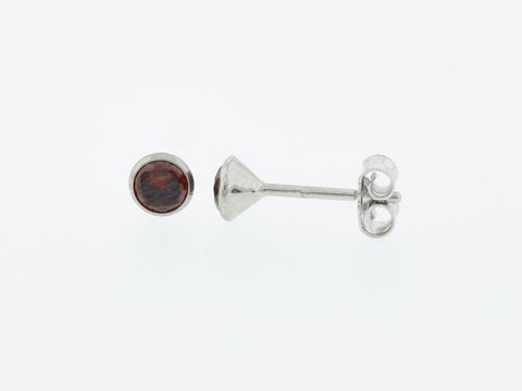Silber Ohrringe - Kelch - Silber - 4,3 mm - Zirkonia rot - Stecker