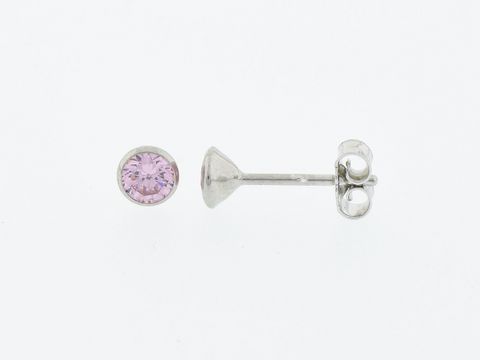 Silber Ohrringe - Kelch - Silber - 4,3 mm - Zirkonia rosa - Stecker