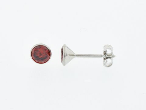 Silber Ohrringe - Kelch - Silber - 5,2 mm - Zirkonia rot - Stecker