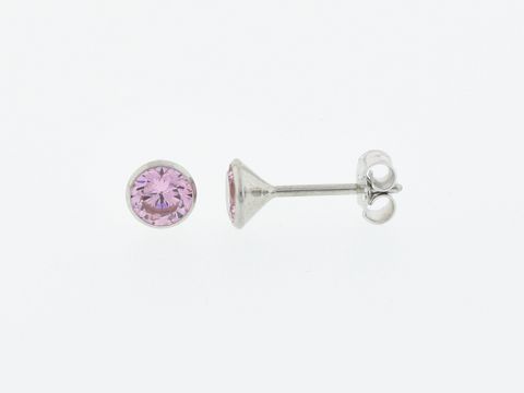Silber Ohrringe - Kelch - Silber - 5,2 mm - Zirkonia rosa - Stecker