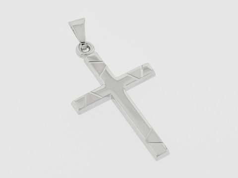 Kreuz Silber Anhnger Dreieckverzierung teilmattiert rhod. diamantiert